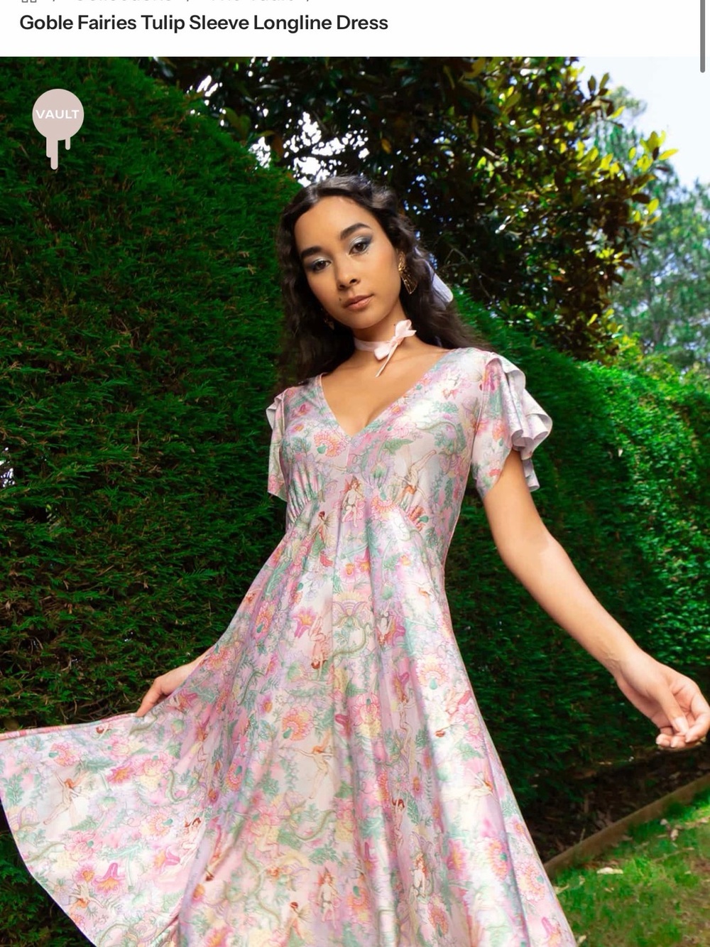 Blackmilk Pink Fairy-Print Tulip Sleeve Maxi Dress